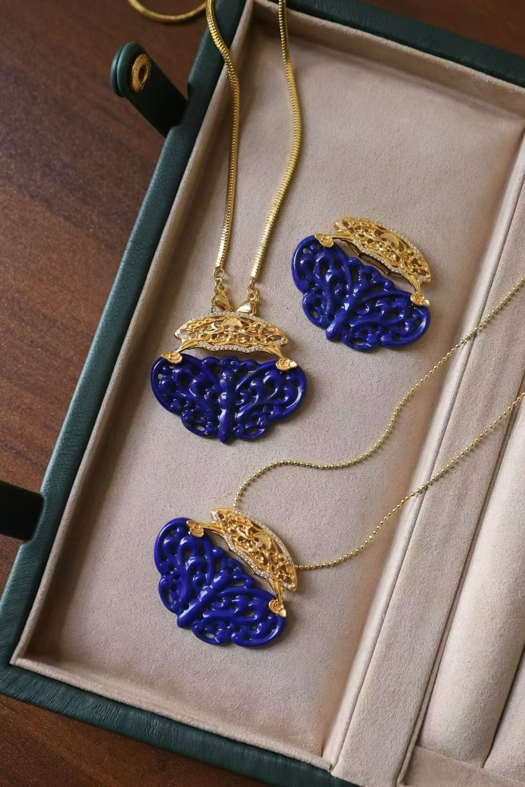 Lapis Fan Earrings
