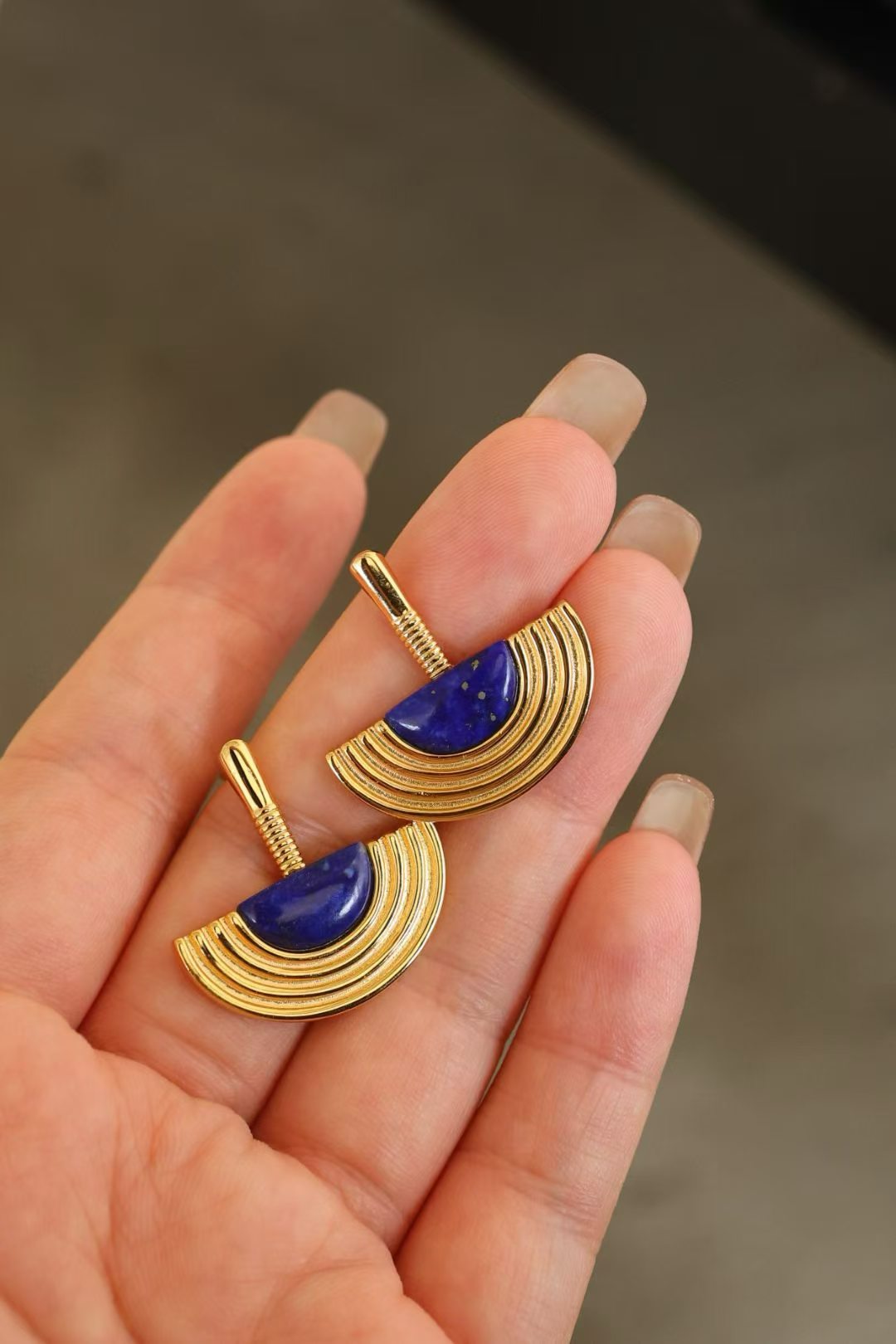 Lapis Disc Earrings